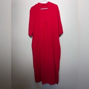 Notched Half Sleeve Midi Dress